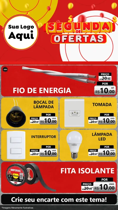 Modelo de TV para TV Vertical com o tema Segunda de Ofertas para Materiais Elétricos