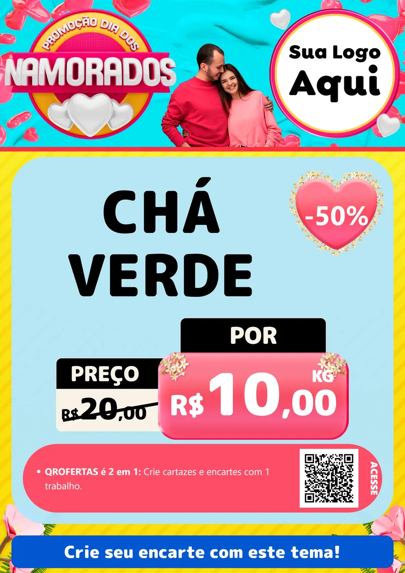 Modelo de Cartaz para Cartaz A4 Vertical com o tema Promoção Dia dos Namorados para Produtos Naturais