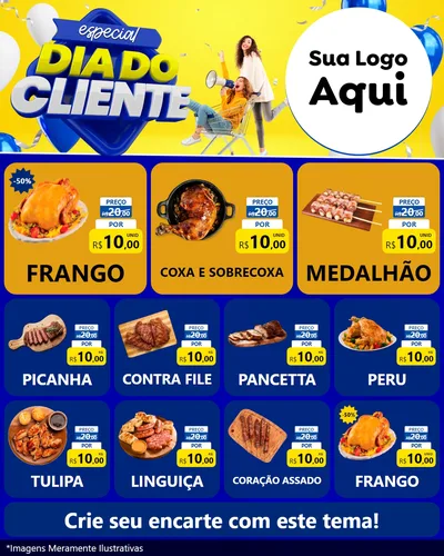 Modelo de Rede Social para Feed Instagram com o tema Especial Dia do Cliente para Assados