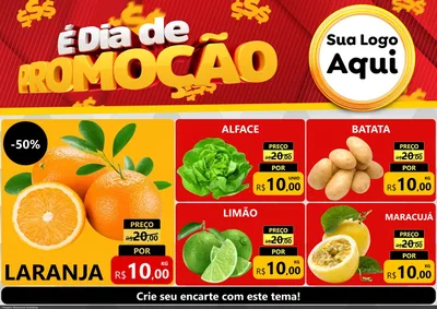 Modelo de Encarte para Encarte A4 Horizontal com o tema É Dia De Promoção para Hortifrúti