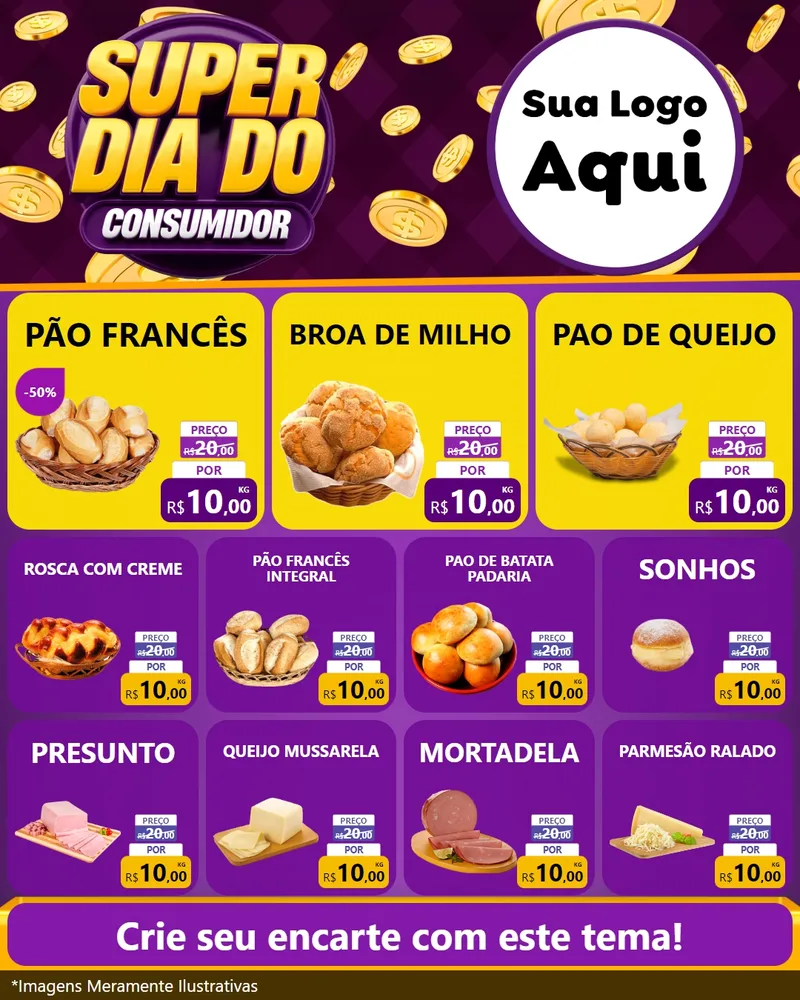 Modelo de Rede Social para Feed Instagram com o tema Super Dia do Consumidor para Padaria