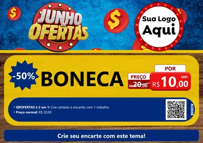 Modelo de Cartaz para Cartaz A4 Horizontal com o tema Junho de Ofertas para Brinquedos