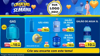 Modelo de TV para TV Horizontal com o tema Ofertas de Fim de Semana para Água e gás