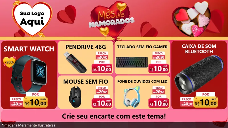 Modelo de TV para TV Horizontal com o tema Mês dos Namorados para Informática