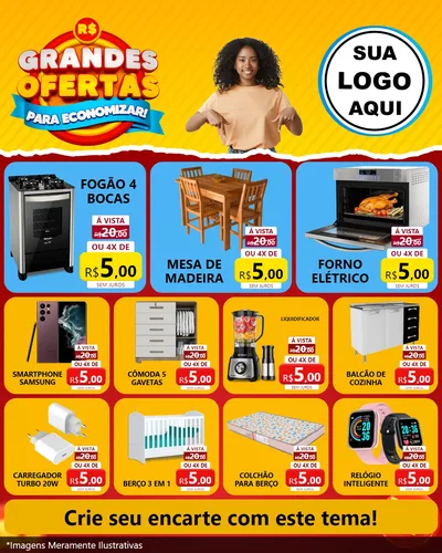 Modelo de Rede Social para Feed Instagram com o tema Grandes Ofertas Para Economizar! para Móveis e Eletro