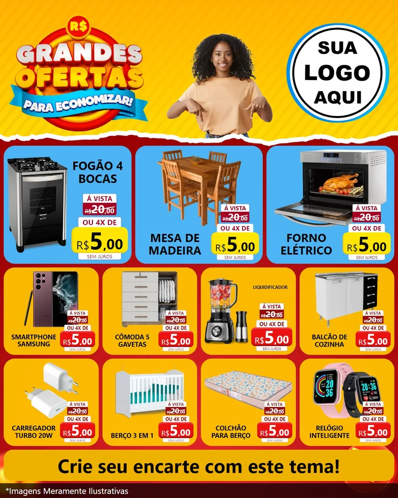 Modelo de Rede Social para Feed Instagram com o tema Grandes Ofertas Para Economizar! para Móveis e Eletro