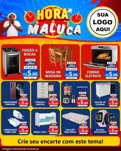 Modelo de Rede Social para Feed Instagram com o tema Hora Maluca para Móveis e Eletro