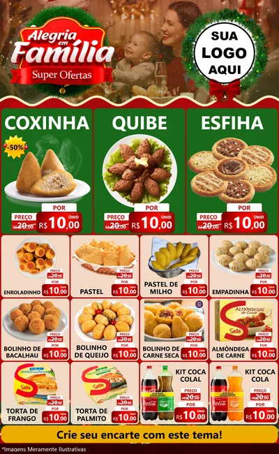 Modelo de Encarte para Encarte Grande com o tema Alegria Em Família - Super Ofertas para Salgadaria