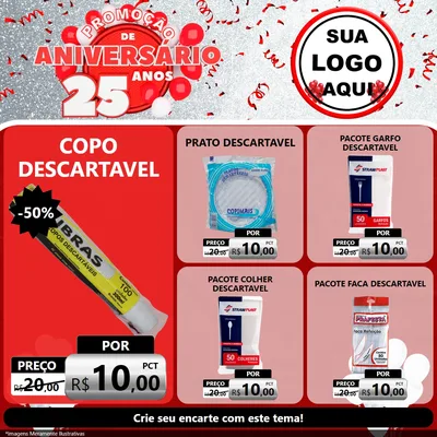 Modelo de Rede Social para Feed Facebook com o tema Promoção de Aniversário - 25Anos para Embalagens