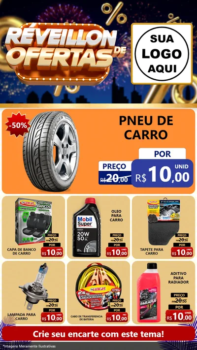 Modelo de Rede Social para Stories com o tema Réveillon de Ofertas para Auto peças