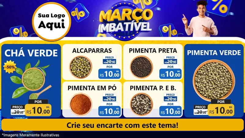 Modelo de TV para TV Horizontal com o tema Março Imbatível para Produtos Naturais