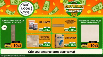Modelo de TV para TV Horizontal com o tema Comece Outubro Economizando para Pisos e revestimentos