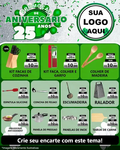 Modelo de Rede Social para Feed Instagram com o tema Promoção de Aniversário - 25 Anos para Utilidades Domésticas