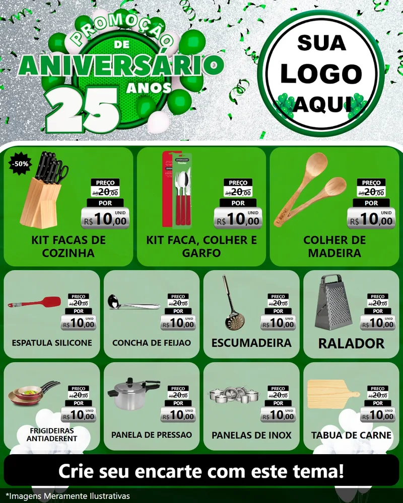 Modelo de Rede Social para Feed Instagram com o tema Promoção de Aniversário - 25 Anos para Utilidades Domésticas