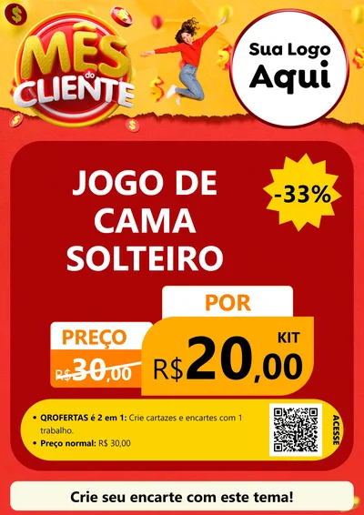 Modelo de Cartaz para Cartaz A4 Vertical com o tema Mês do Cliente para Cama, Mesa e Banho