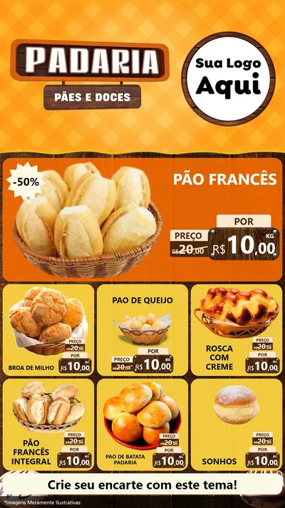Modelo de Rede Social para Stories com o tema Padaria Pães e Doces para Padaria
