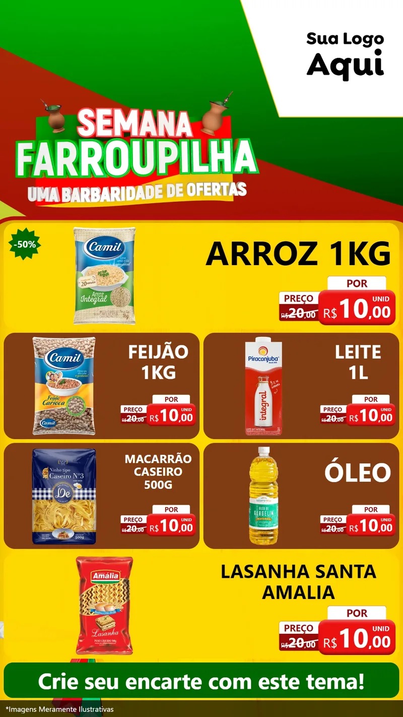 Modelo de TV para TV Vertical com o tema Semana Farroupilha - Uma Barbaridade de Ofertas para Supermercado