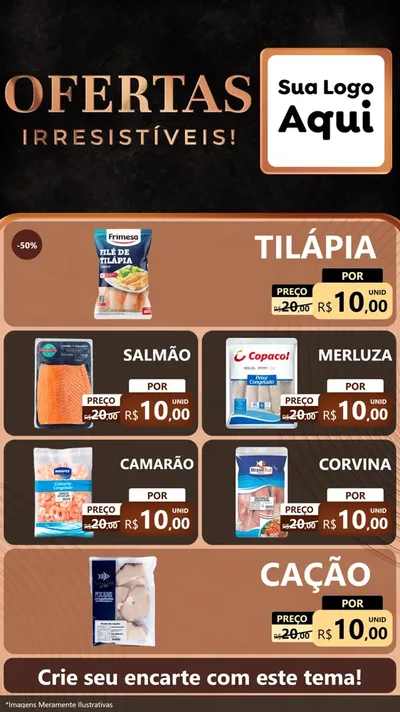 Modelo de TV para TV Vertical com o tema Ofertas Irresistíveis! para Peixaria
