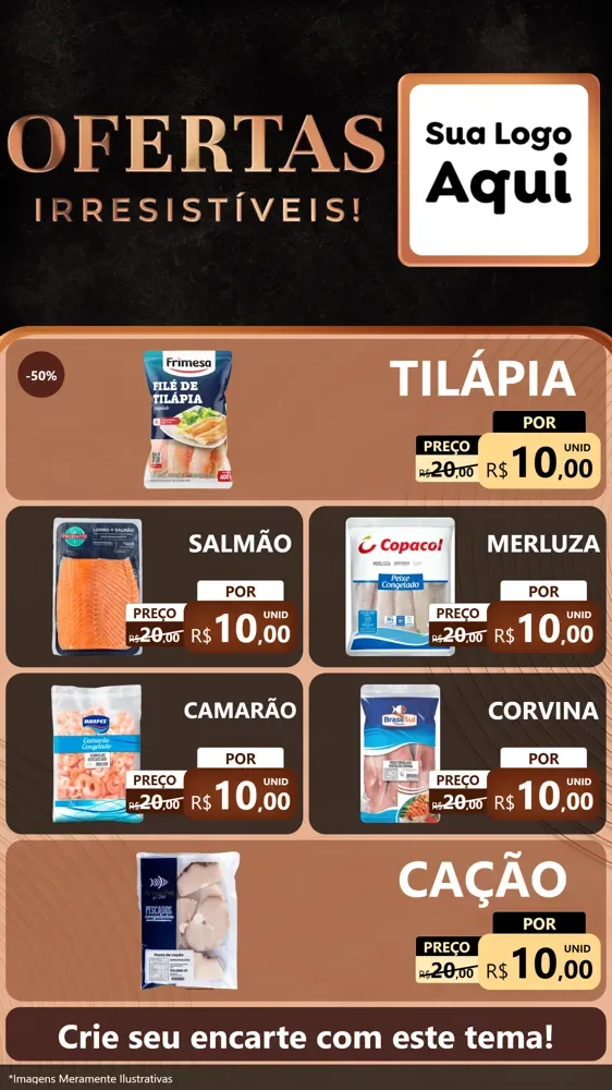 Modelo de TV para TV Vertical com o tema Ofertas Irresistíveis! para Peixaria
