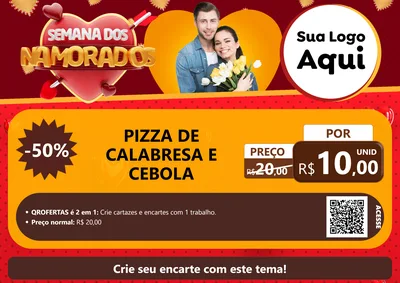 Modelo de Cartaz para Cartaz A4 Horizontal com o tema Semana dos Namorados para Pizzaria