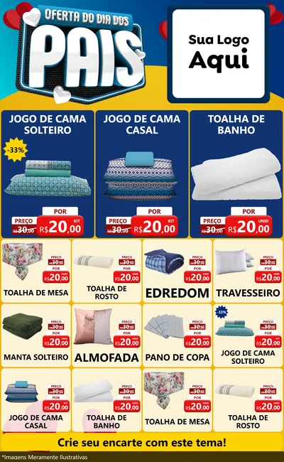 Modelo de Encarte para Encarte Grande com o tema Oferta Do Dia Dos Pais para Cama, Mesa e Banho