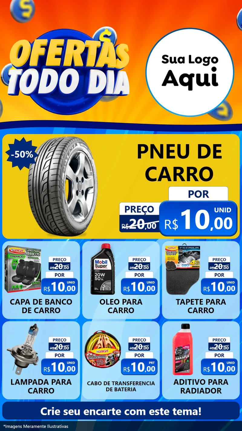 Modelo de Rede Social para Stories com o tema Ofertas Todo Dia para Auto peças