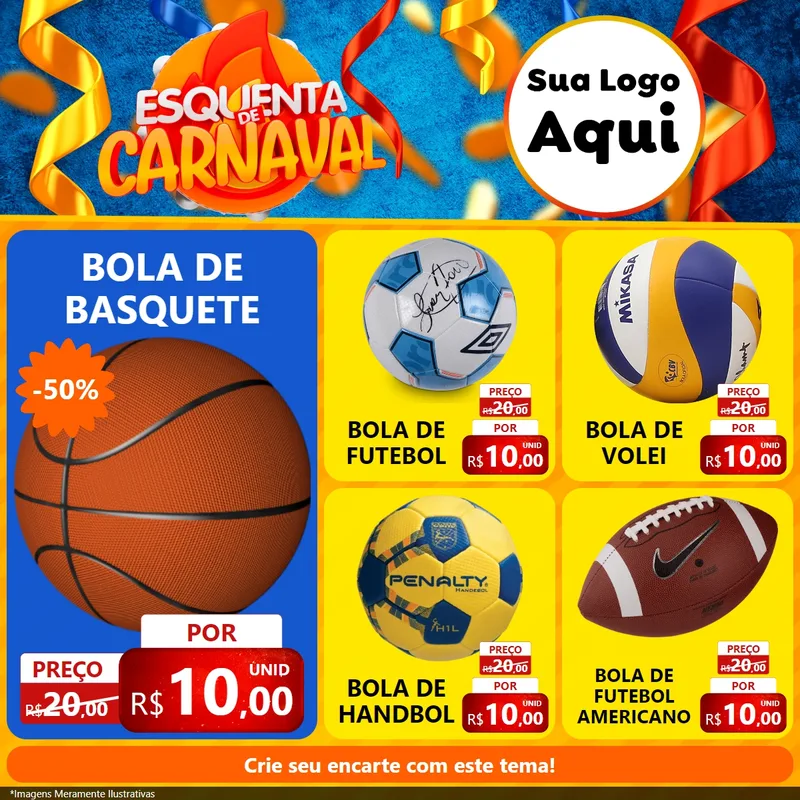 Modelo de Rede Social para Feed Facebook com o tema Esquenta de Carnaval para Artigos Esportivos