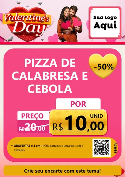 Modelo de Cartaz para Cartaz A4 Vertical com o tema Valentine's Day para Pizzaria