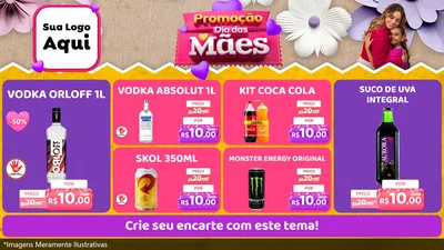 Modelo de TV para TV Horizontal com o tema Promoção Dia das Mães para Distribuidora de bebidas