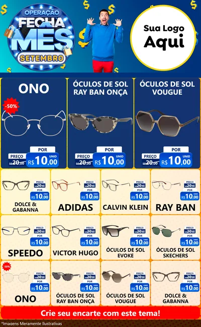 Modelo de Encarte para Encarte Grande com o tema Operação Fecha Mês Setembro para Óticas