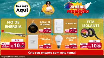 Modelo de TV para TV Horizontal com o tema Janeiro de Promoção para Materiais Elétricos