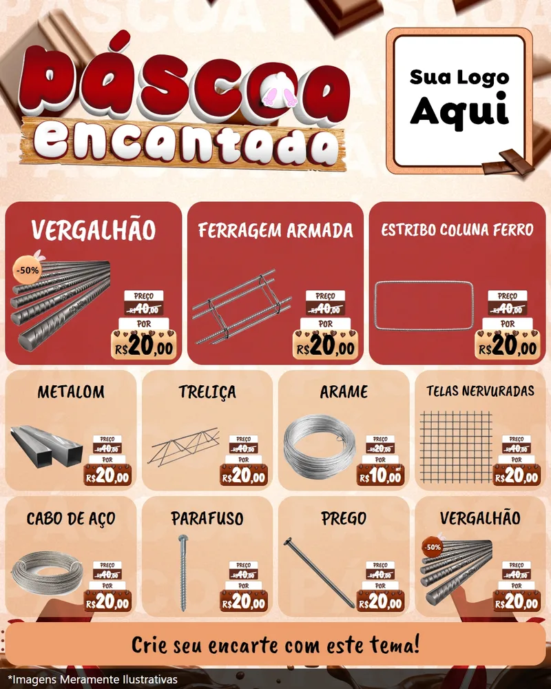 Modelo de Rede Social para Feed Instagram com o tema Páscoa Encantada para Ferragens