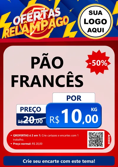 Modelo de Cartaz para Cartaz A4 Vertical com o tema Ofertas Relâmpago para Padaria