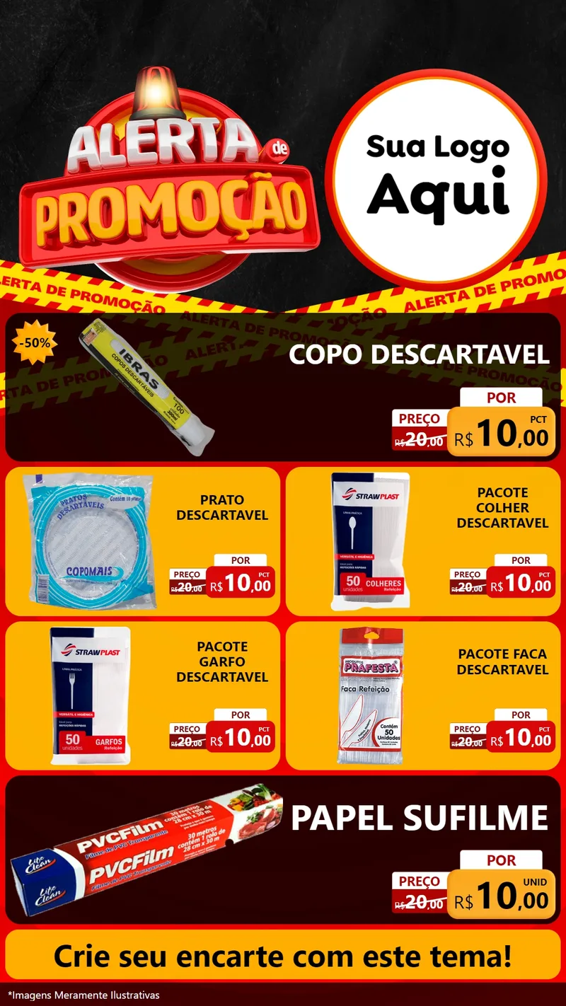 Modelo de TV para TV Vertical com o tema Alerta de Promoção para Embalagens