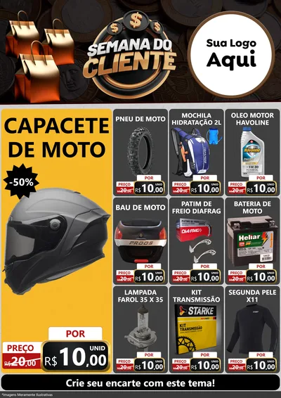 Modelo de Encarte para Encarte A4 Vertical com o tema Semana do Cliente para Moto peças
