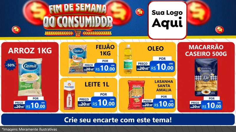 Modelo de TV para TV Horizontal com o tema Fim de Semana do Consumidor para Supermercado