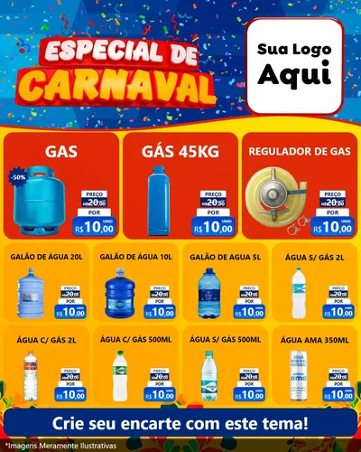 Modelo de Rede Social para Feed Instagram com o tema Especial de Carnaval para Água e gás