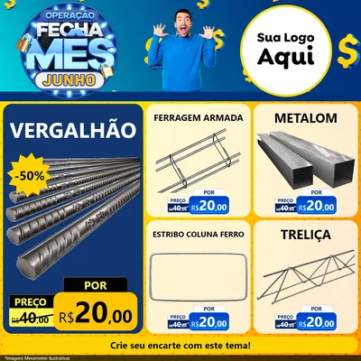 Modelo de Rede Social para Feed Facebook com o tema Operação Fecha Mês, Junho para Ferragens