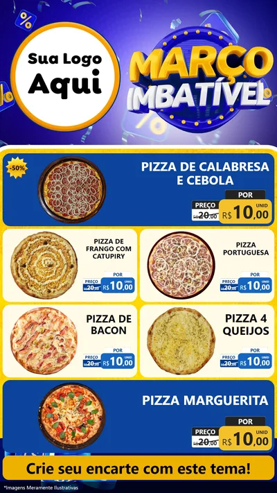 Modelo de TV para TV Vertical com o tema Março Imbatível para Pizzaria