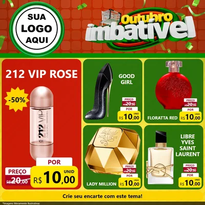 Modelo de Rede Social para Feed Facebook com o tema Outubro Imbatível para Perfumes