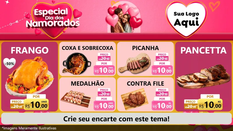 Modelo de TV para TV Horizontal com o tema Especial Dia dos Namorados para Assados