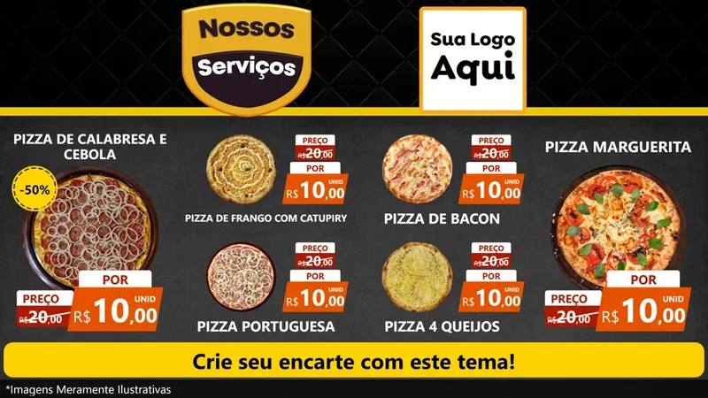 Modelo de TV para TV Horizontal com o tema Nossos Serviços para Pizzaria