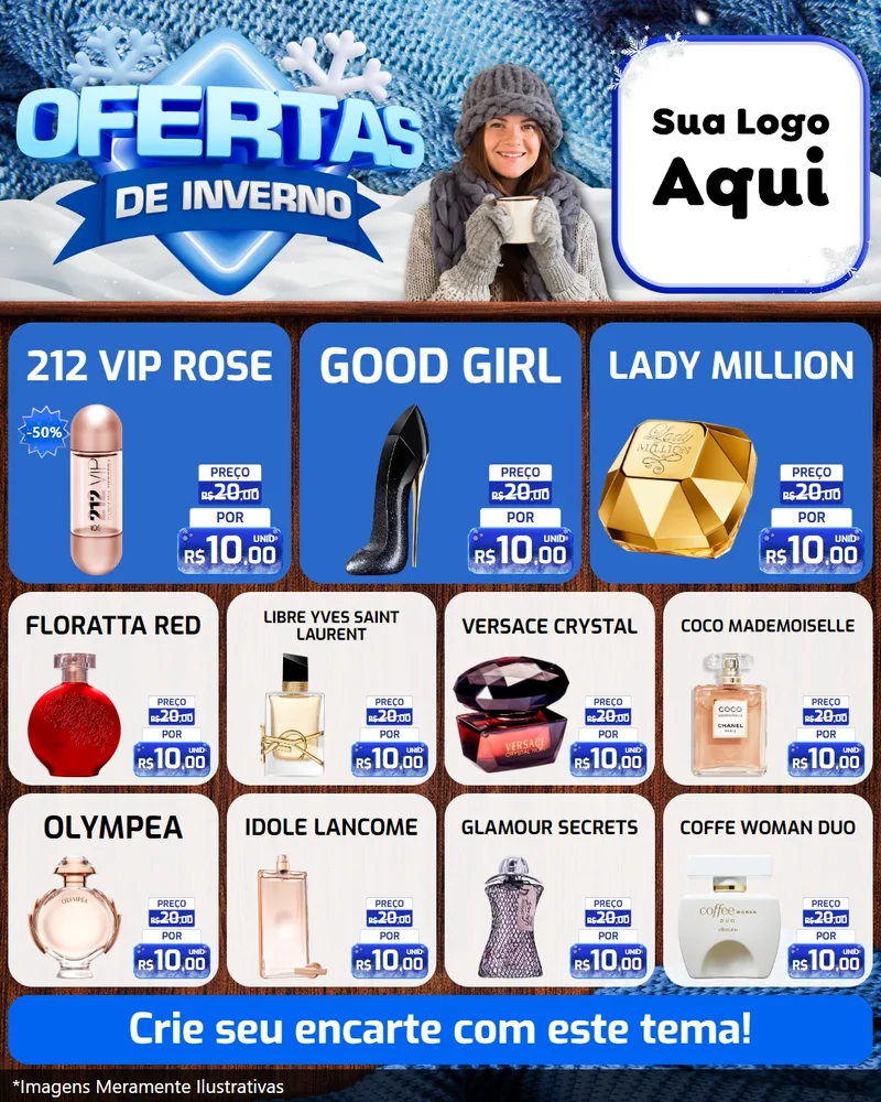 Modelo de Rede Social para Feed Instagram com o tema Ofertas de Inverno para Perfumes