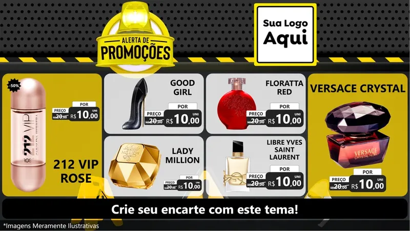 Modelo de TV para TV Horizontal com o tema Alerta de Promoções para Perfumes