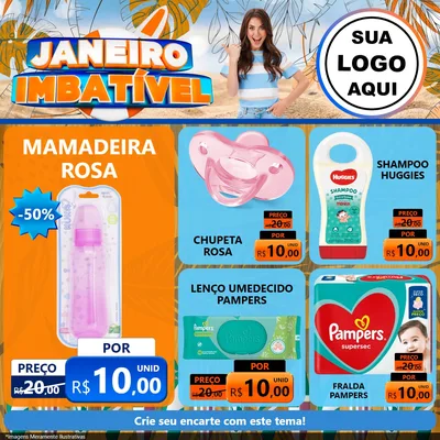 Modelo de Rede Social para Feed Facebook com o tema Janeiro Imbatível para Bebês