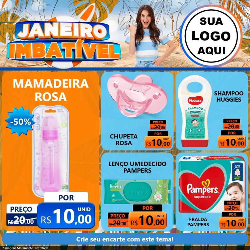 Modelo de Rede Social para Feed Facebook com o tema Janeiro Imbatível para Bebês