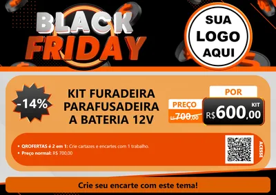 Modelo de Cartaz para Cartaz A4 Horizontal com o tema Black Friday para Maquinas e Ferramentas