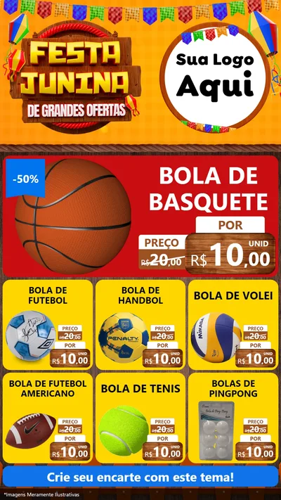 Modelo de Rede Social para Stories com o tema Festa Junina de Grandes Ofertas para Artigos Esportivos