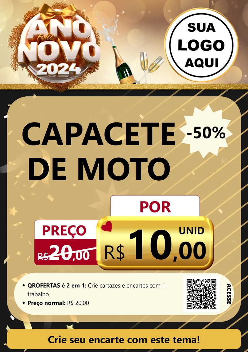 Modelo de Cartaz para Cartaz A4 Vertical com o tema Feliz Ano Novo 2027 para Moto peças