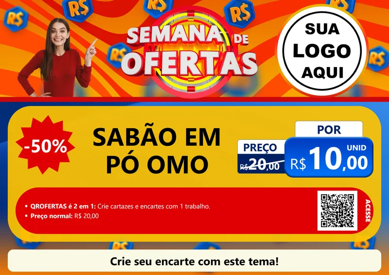 Modelo de Cartaz para Cartaz A4 Horizontal com o tema Semana de Ofertas para Produtos de Limpeza